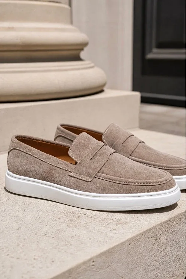 Ravenna Sand Suede Genuine Leather Men's Loafer Shoes