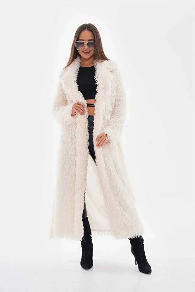 NAVY FEATHER LONG COAT