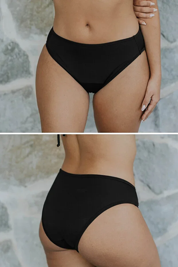 Comfortable Pedkini Swimsuit Bottom for Menstruation Super Absorbent Low Waist Bikini Bottom Black Menstrual Swimsuit