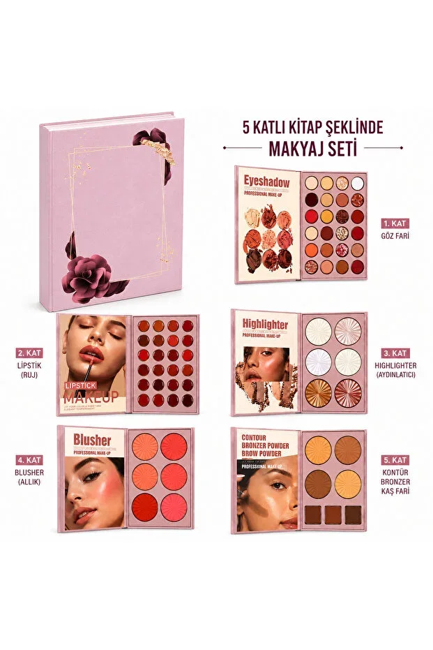Book model makeup set palette 5 Layers
