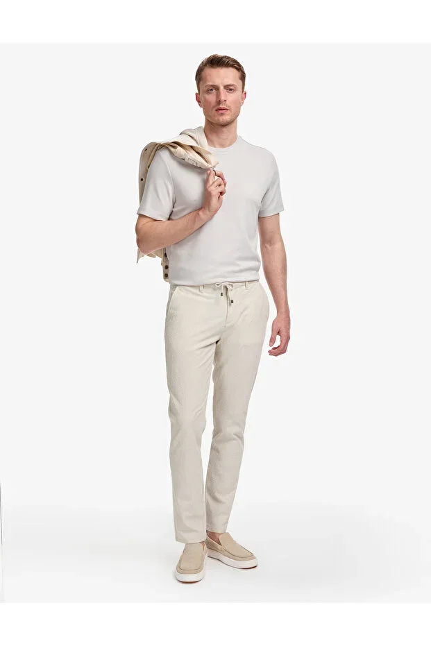 Bej Slim Fit Gofre Summer Canvas Trousers 50305235-VR011