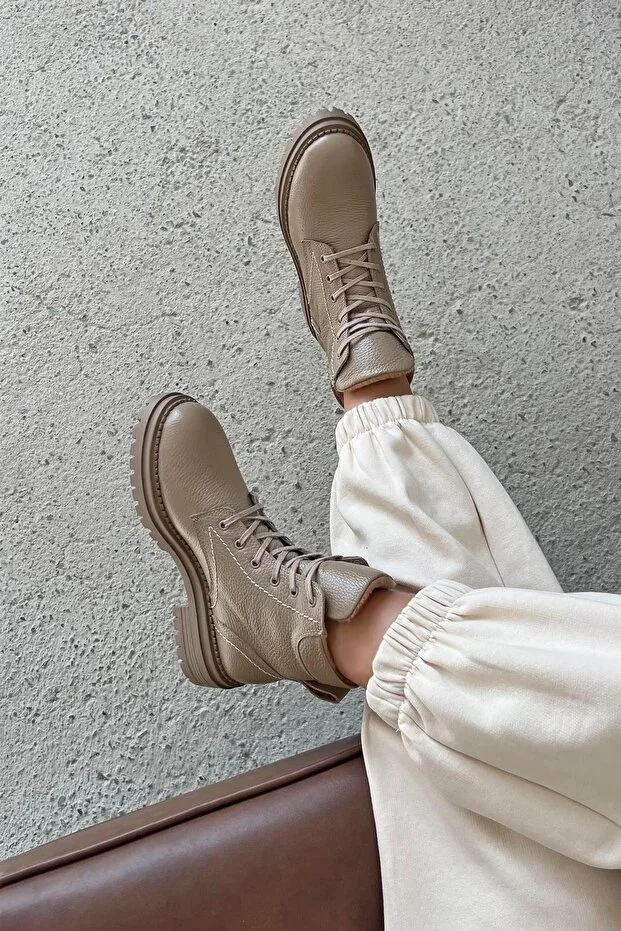 Stones Women's Genuine Leather Boots Vizon