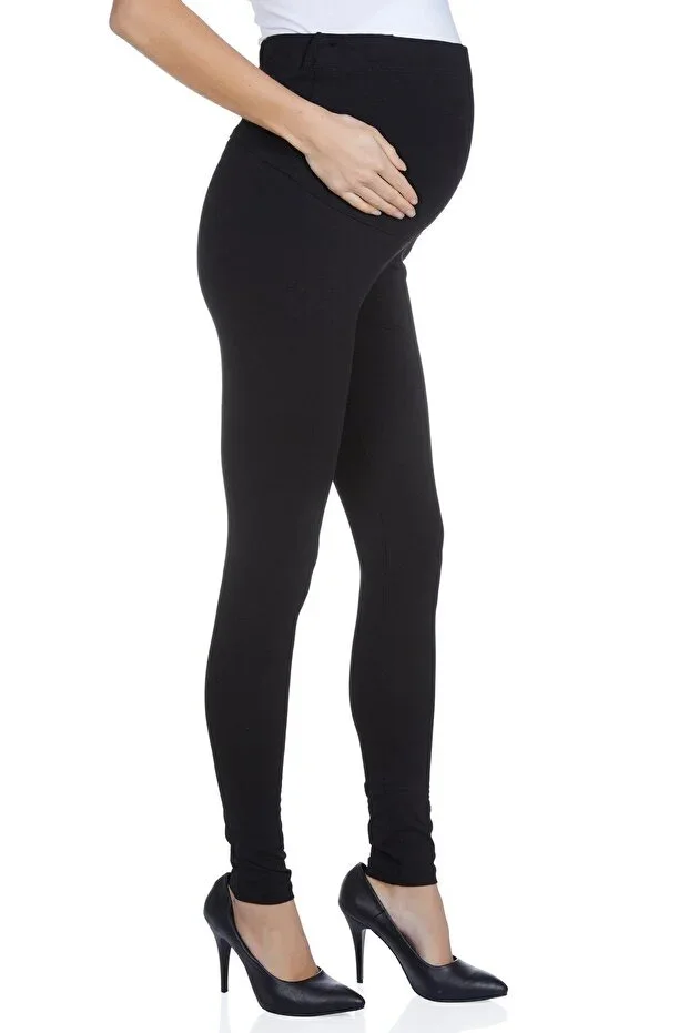 Women's Black Cotton Maternity Tights