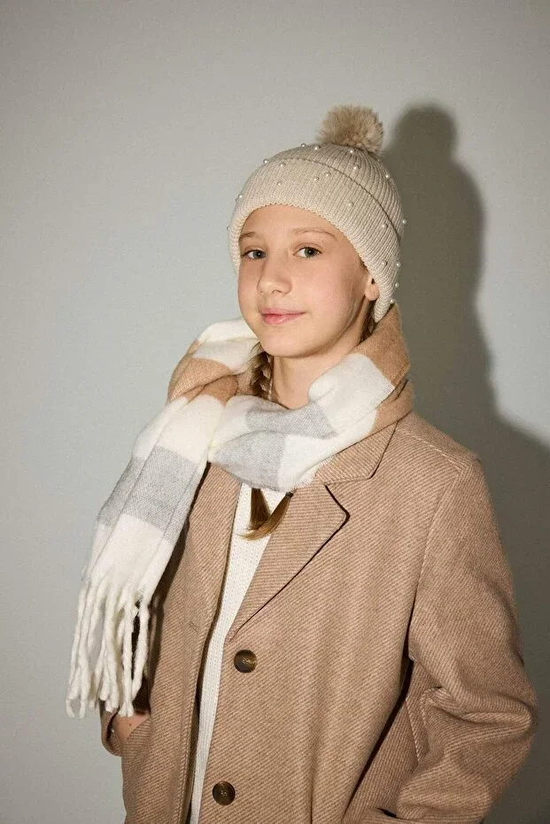 Color Blocked Woven Scarf Girls F4187A825WN
