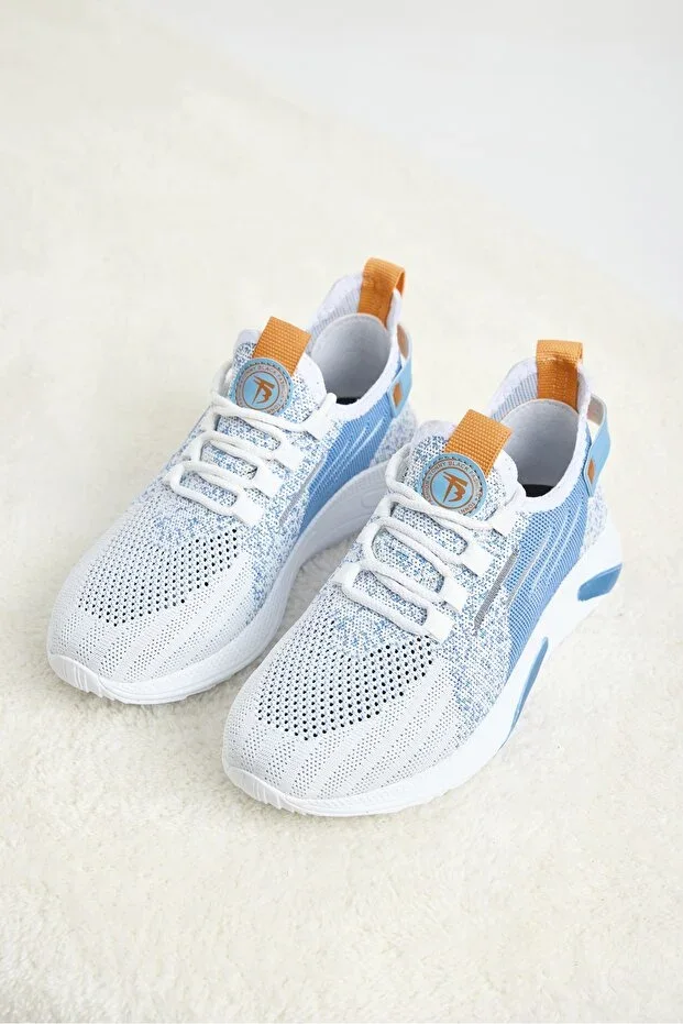 Men's White Blue Orange Lightweight Sole Breathable Comfortable Sports Shoes
