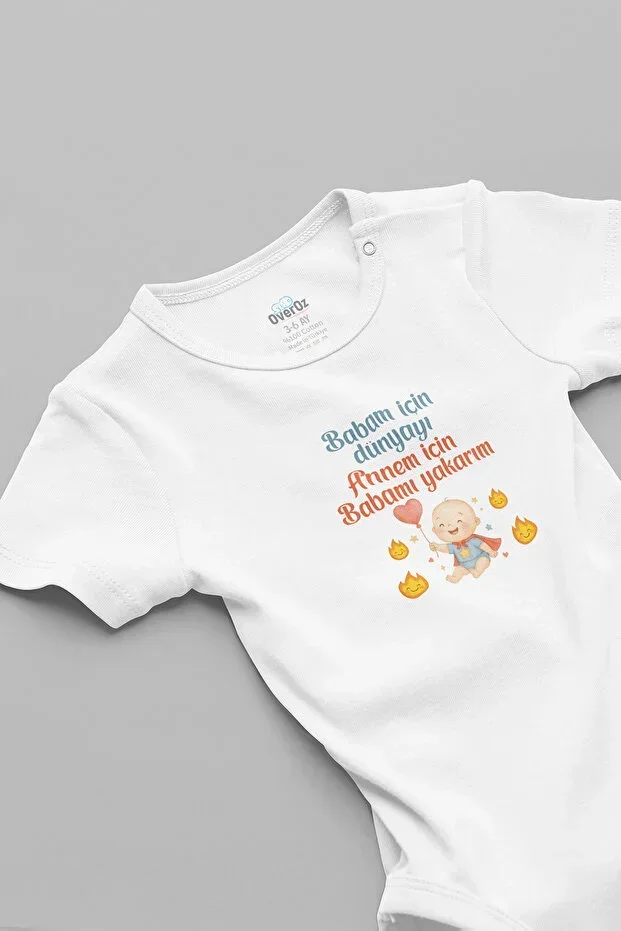 Overoz Baby Bodysuit "I'd Burn The World For Mom, My Dad For My Dad" Print 5916