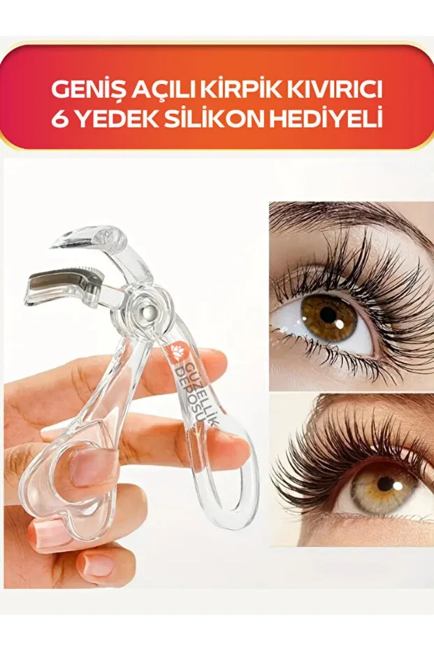 Eyelash Curler Wide Angle Carbon Eyelash Curling Scissors Eyelash Curling Applicator 6 Spare Silicone