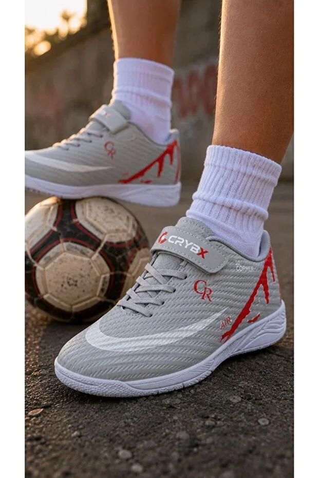 Velcro Patent Leather Kids Soccer Shoes Cleats Turf Shoes
