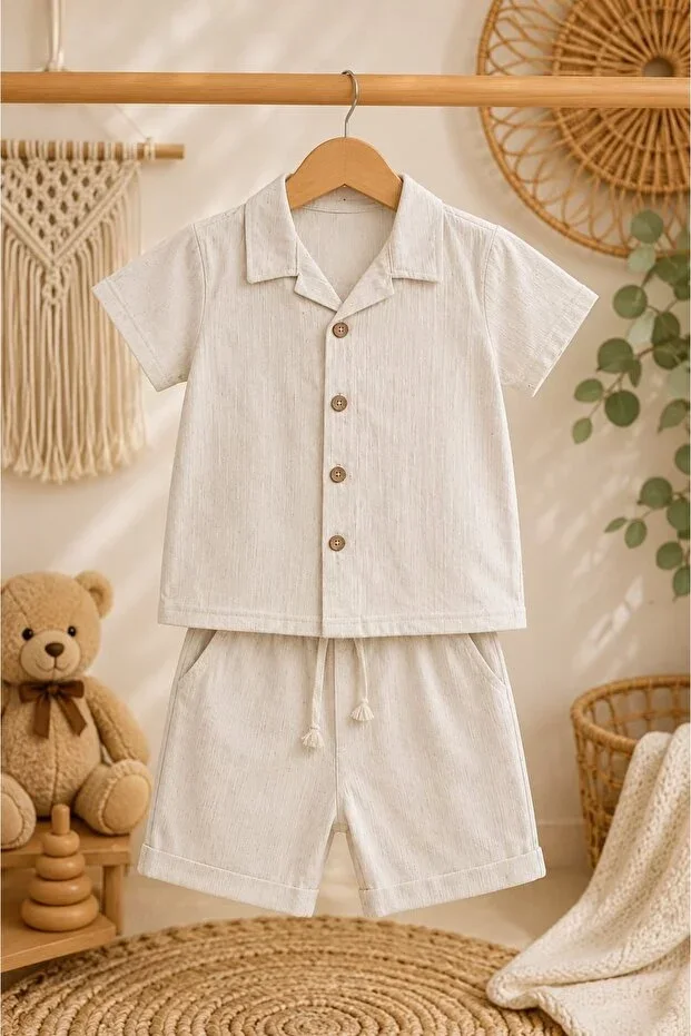 Linen Shirt Collar Boys' Suit