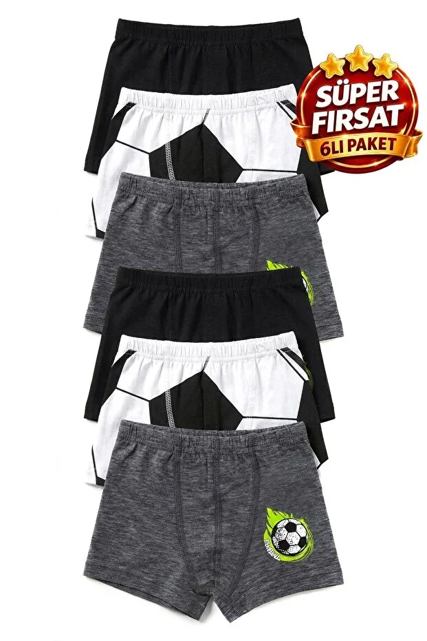 Boys' 6-Pack Cotton Boxer Printed Ergonomic Design (C200-6)