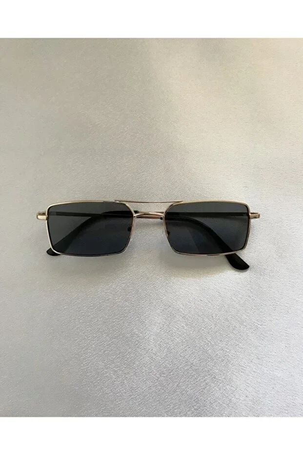 Black Gold Rectangular Glasses