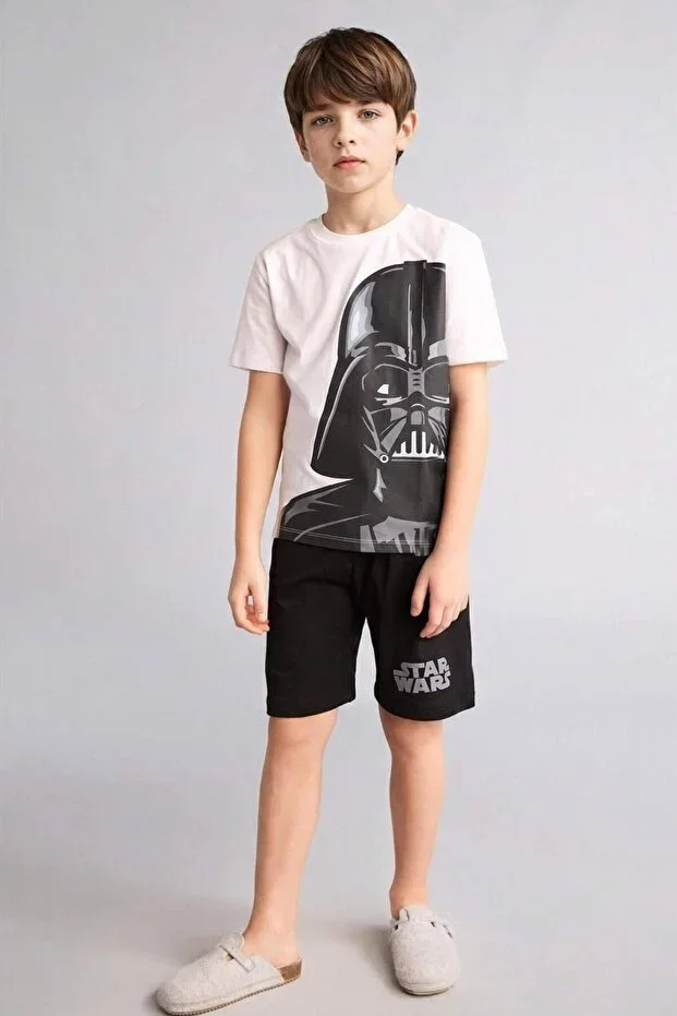 DeFacto 100% Cotton Star Wars Printed Elastic Waist Pajama Set Boys E0336A825SM