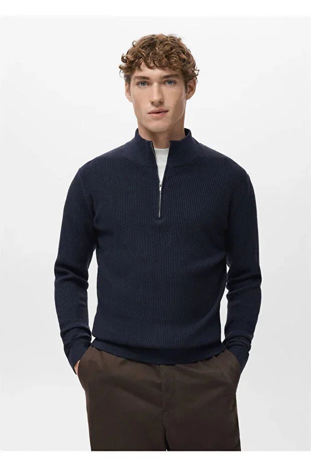 Ribana zip-neck sweater