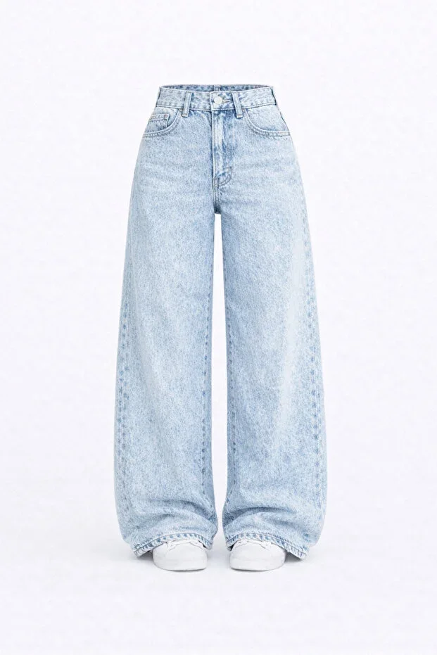 J&KSTORES Baggy Loose Pocket Wide Leg Retro Look Jean