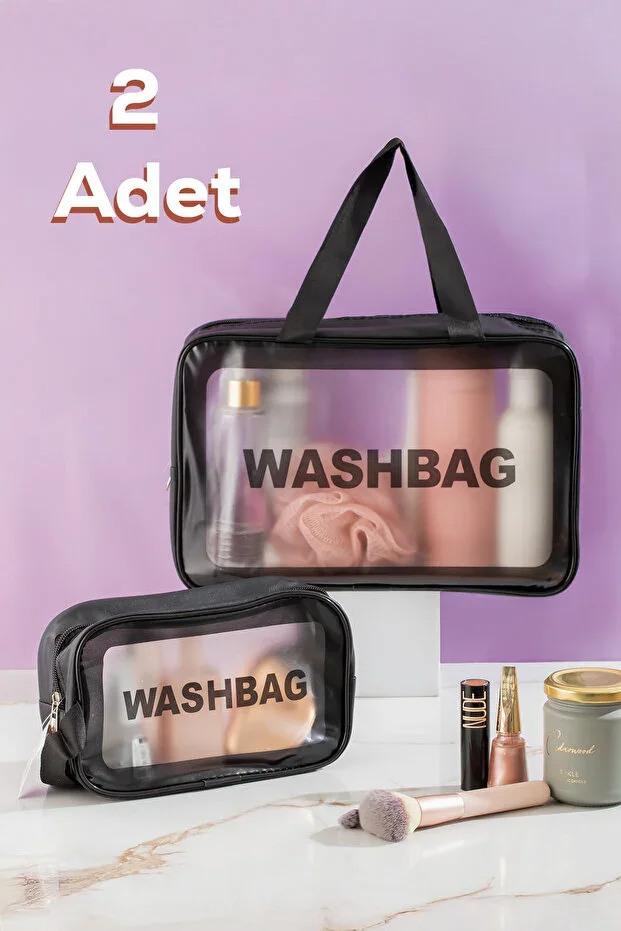2-Piece Transparent Travel and Makeup Bag Waterproof Organizer Washbag