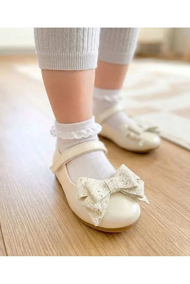 Girls' Orthopedic Ballet Flats with Sequins and Bow Detail, Kids' Orthopedic Ballet Flats