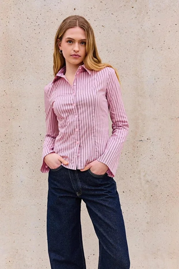 Bershka Bell sleeve fitted shirt