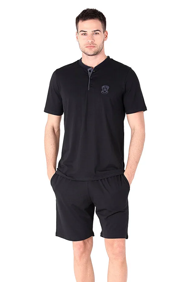 D'S Damat Regular Fit Cotton Shorts Set BLACK