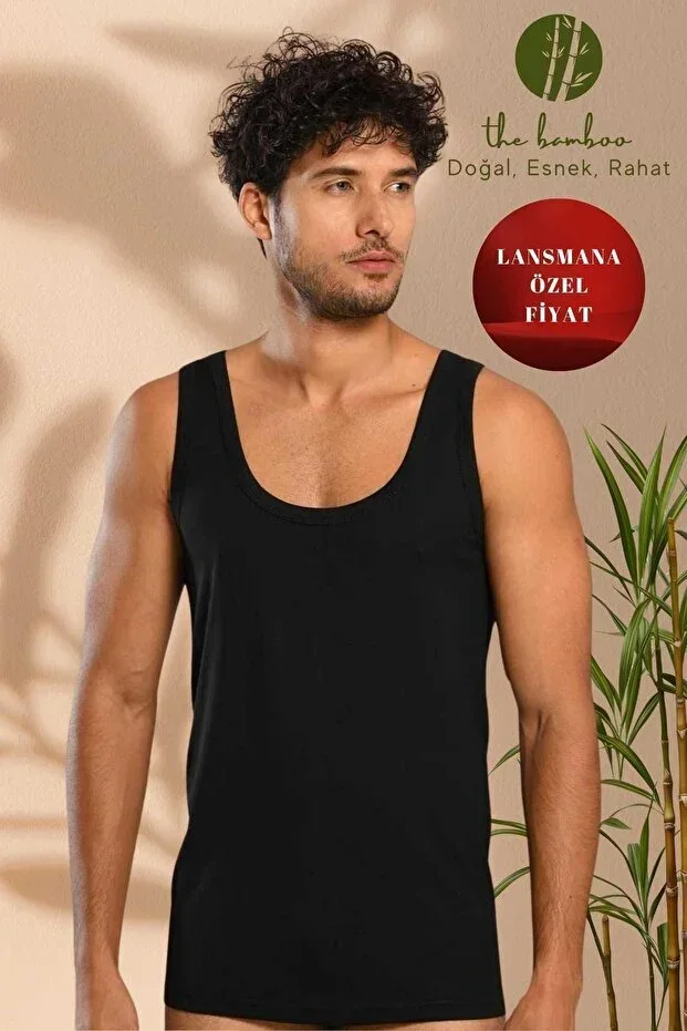Weweus Black Super Thin Men's Natural Bamboo Luxury Undershirt 1114