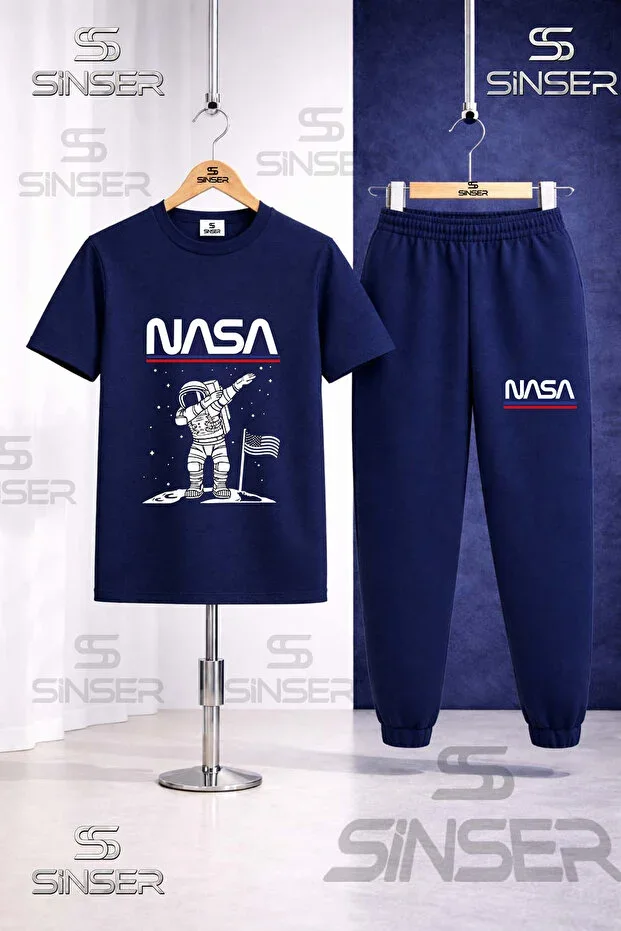 Kids ASTRONAUT BEYZ UST NASA LOGO Printed T-shirt Tracksuit Set
