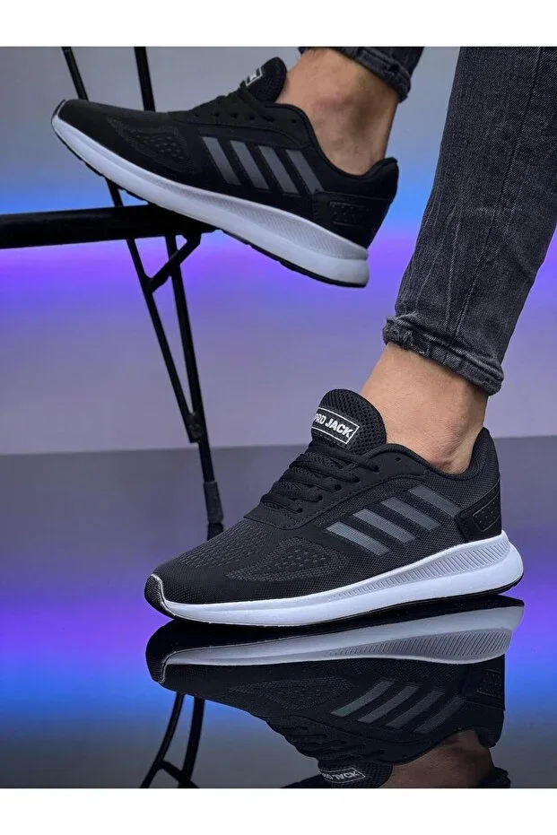 Black Smoke Four Band Laced Orthopedic Unisex Daily Sports Shoe - PJ100