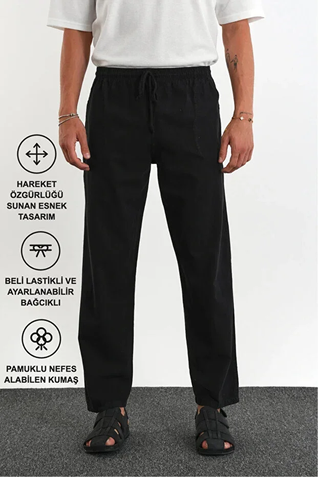 Defy Men's Regular Fit Linen-Look Trousers