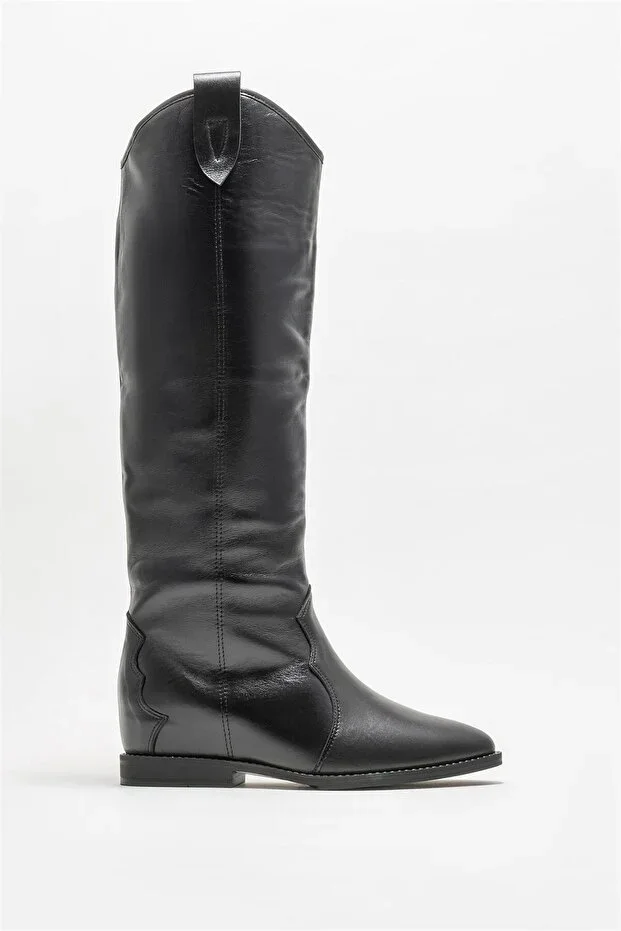 Black Leather Women's Western Boot