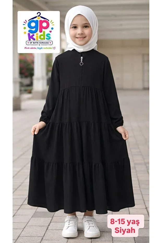 CHILDREN'S FERACE BLACK 3 LAYER GATHERED