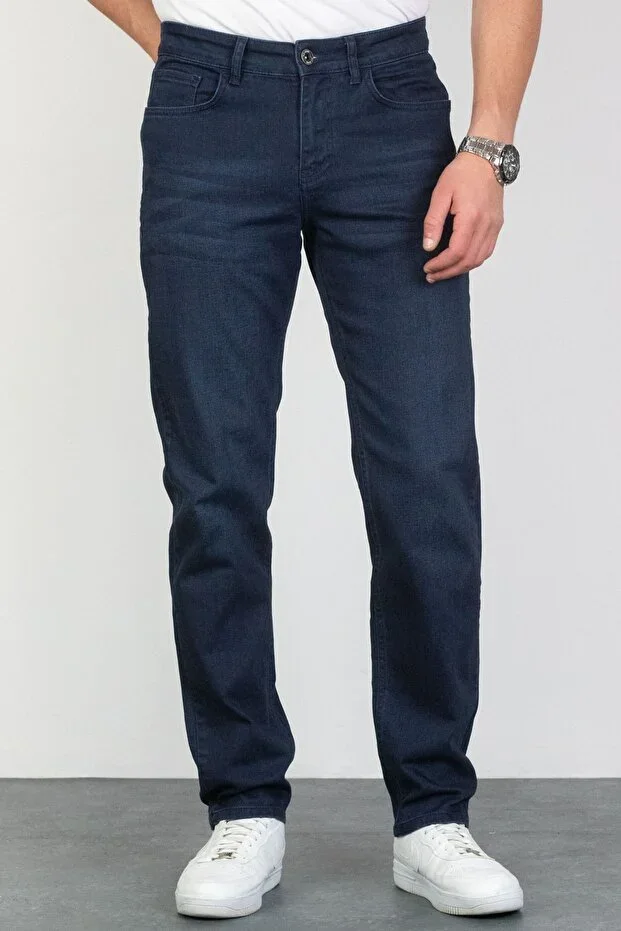 Men's Navy Blue Regular Fit Comfortable Cut Flexible Lycra Denim Jeans Hlthe003005