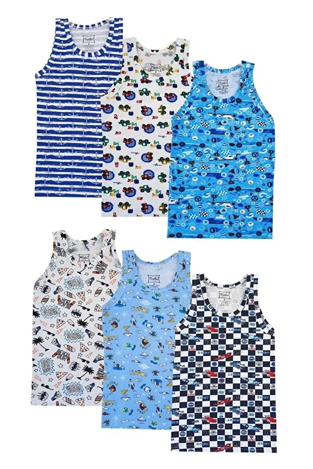 6-Pack Boys' Colored Undershirt Cotton Strap Empirme Elastane