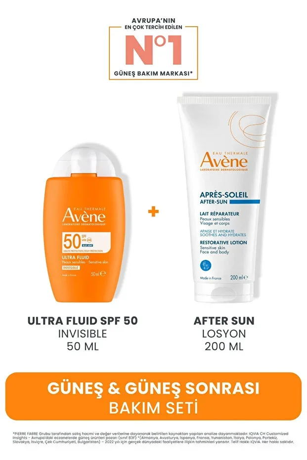 Sun & After Sun Care Set (Ultra Fluid Spf 50 Invisible 50 ML + After Sun Lotion 200 ML)