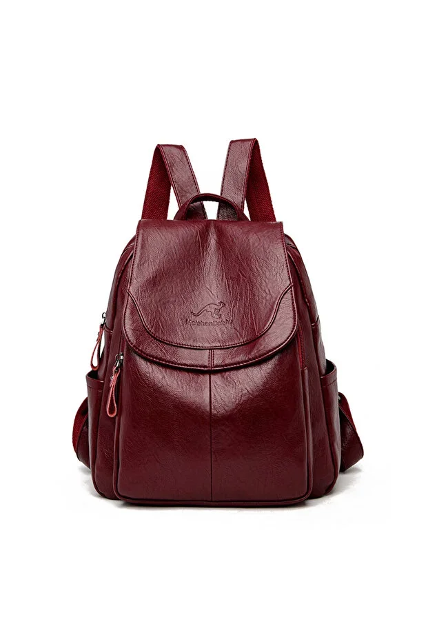 Soft Leather Medium Size Women's Backpack - Large Capacity, Multi-Pocket, Tablet Compatible