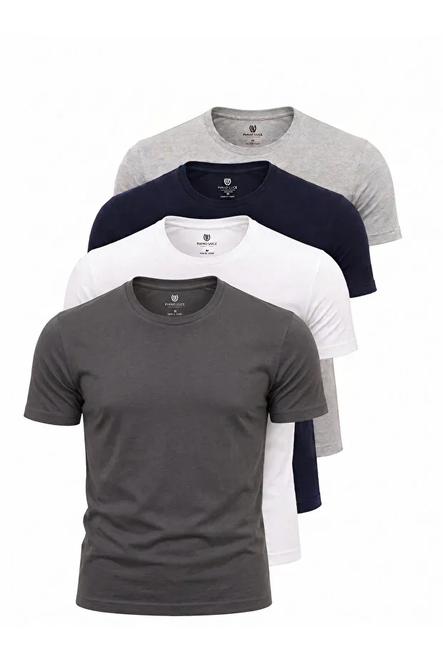 Men's 4-Pack Premium Casual T-Shirt Set - 50% Cotton Sport and Daily Crew Neck T-Shirt