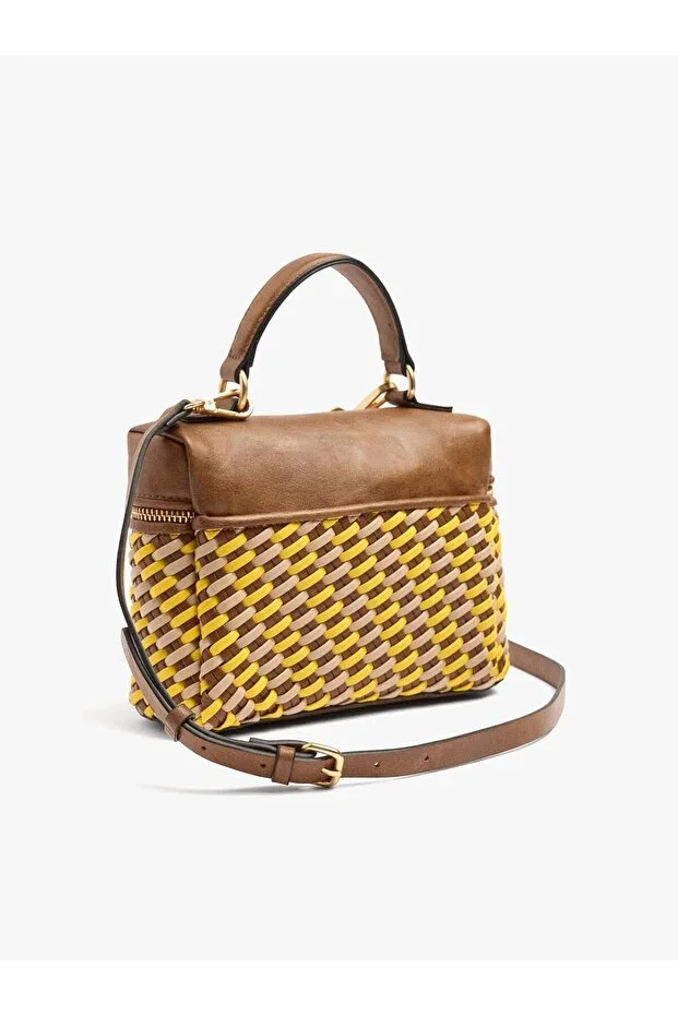 Women's Crossbody Bag with Braided Fabric