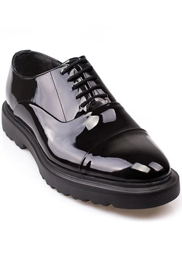 High-Sole, Suitable for Groom and Suit, Patent and Matte Black Classic Men's Shoes