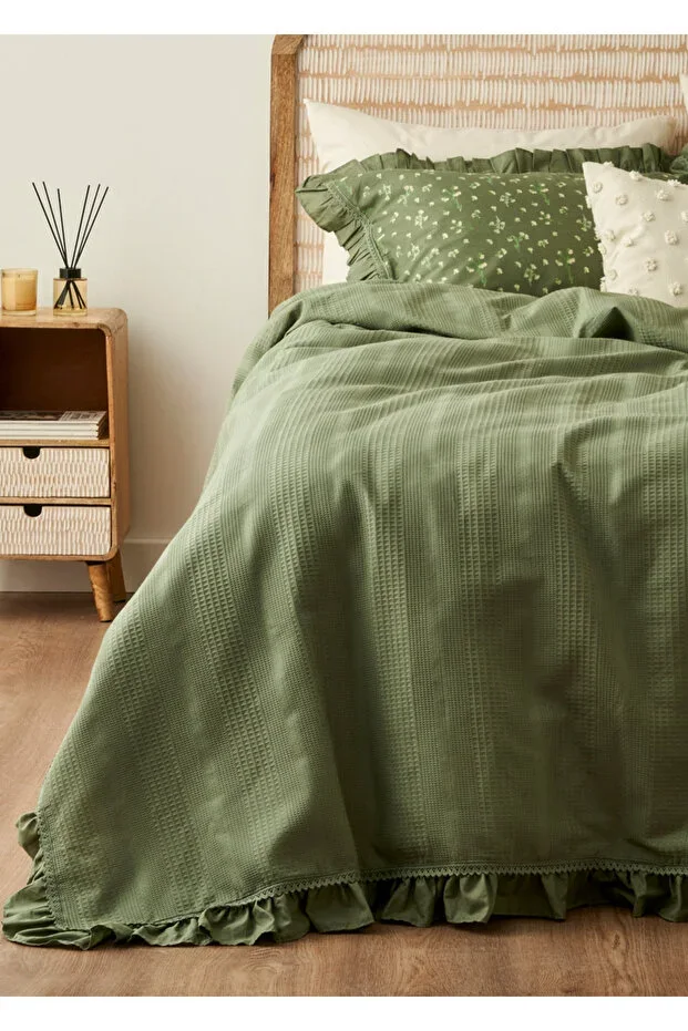 %100 Cotton Paloma Double Duvet Set Khaki (200x220 cm)