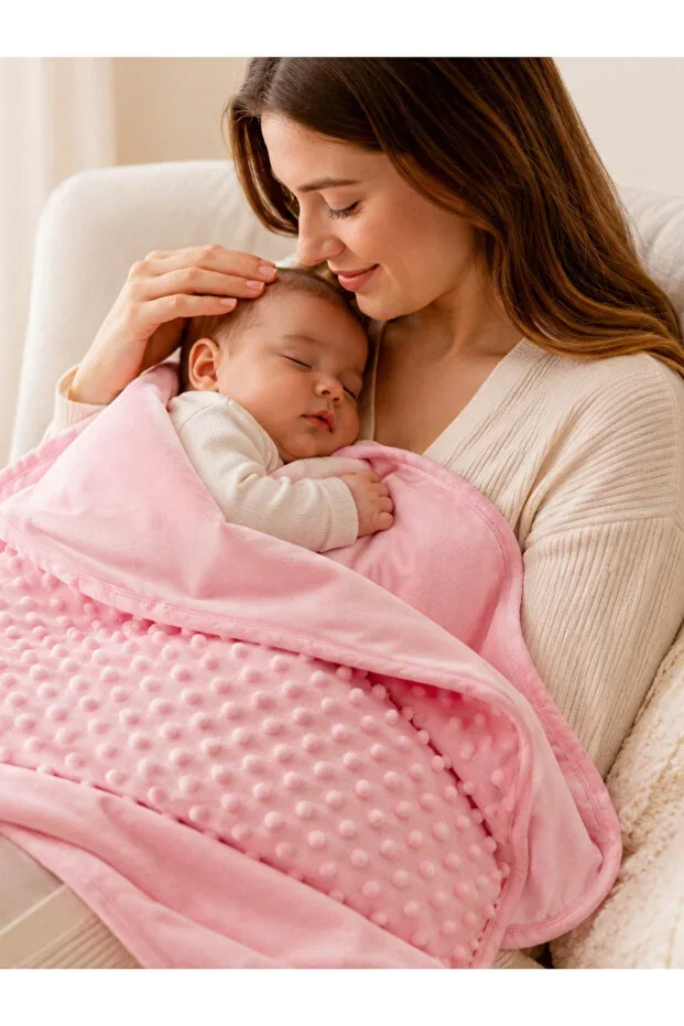 Pink Chickpea Double Layer Baby Girl Blanket Swaddle 100% Cotton Multipurpose Cover Seasonal 90x85cm