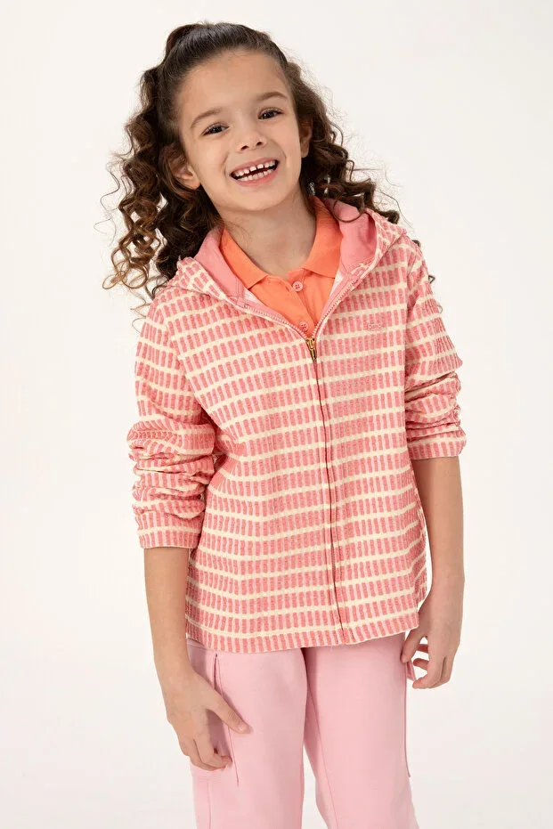 Girls Neon Pink Hooded Zip-Up Sweatshirt 50314266-VR105