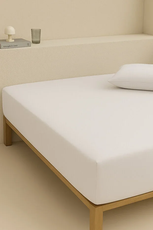 Double Cotton Fitted Sheet White 160x200
