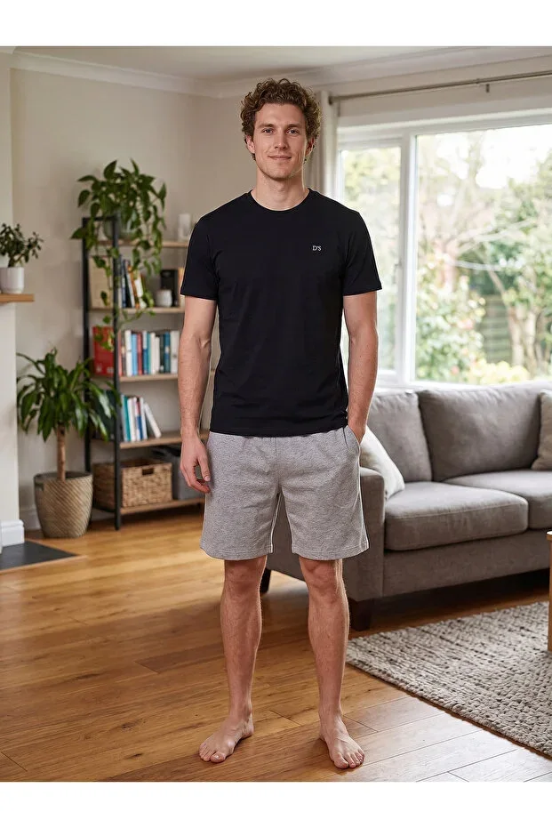D'S Damat Ribana Short Set GRİ MELANJ