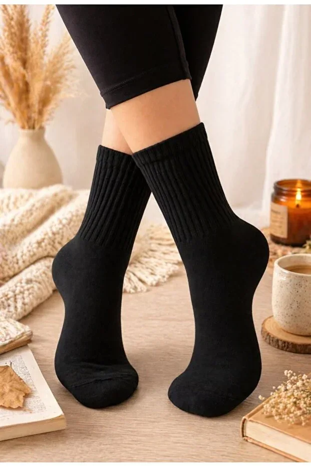 Solid Color Plain Cotton Unisex Tennis College Socks