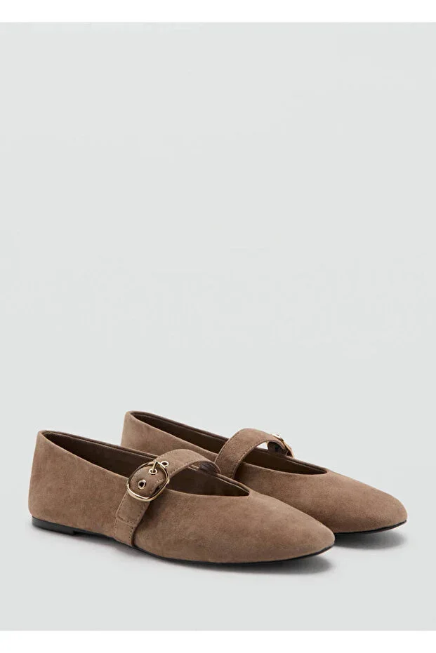 Suede leather ballet flats