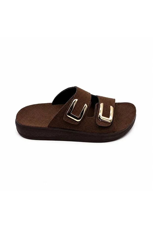 Women's Double Strap U Buckle Anatomical Sole Daily Slippers