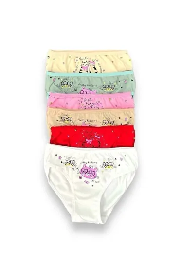 Mixed Color Girls' Panties 6-Pack Cute Cats