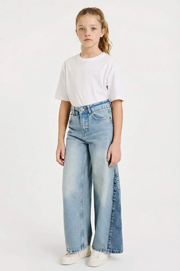 100% Cotton Wide Leg Jean Pants for Girls G6934A826SP