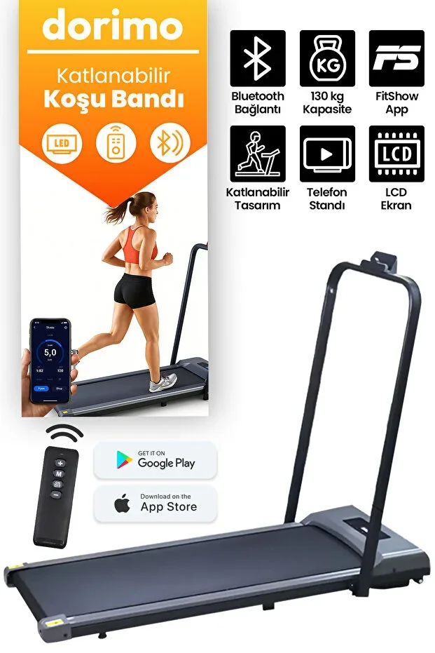 Basic Foldable Home Treadmill Silent Motor Remote Control Bluetooth