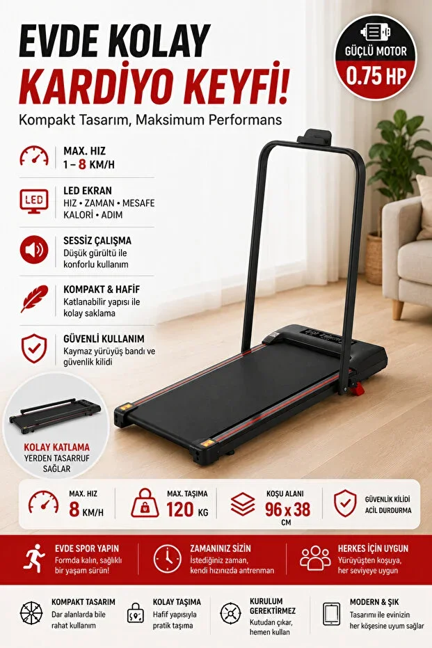 Portable Bluetooth Treadmill with Screen and Remote Control RL-895