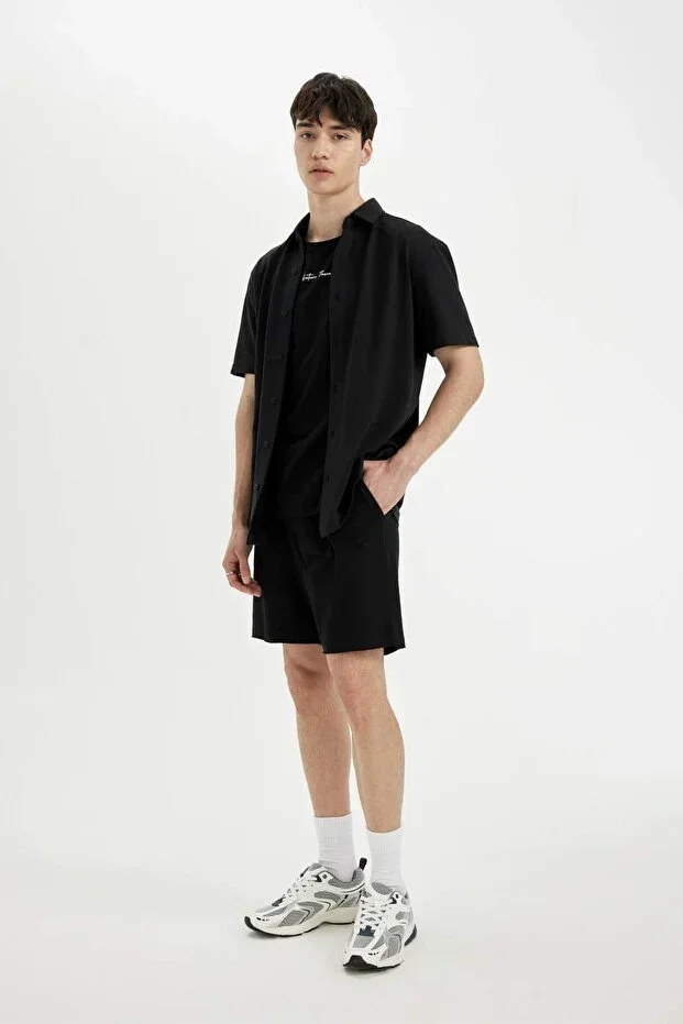 100% Cotton Slim Fit Narrow Hem Basic Shorts B8673AX25SM