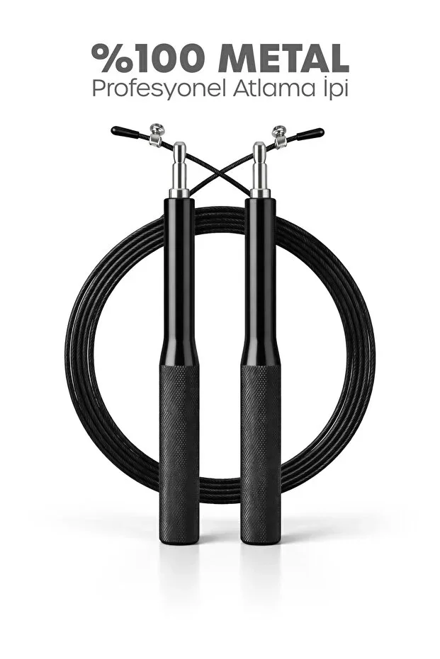Premium Adjustable 100% Steel Jump Rope Length Adjustable Jump Rope Jump Rope Black