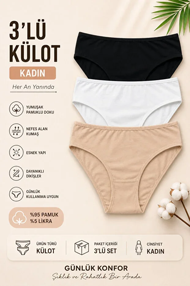 Women's Panties 3-Pack Lyrical Cotton